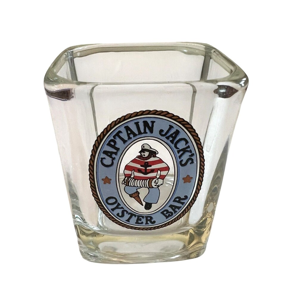 Vintage Captain Jack's Oyster Bar Disney Old Fashioned Square Glass